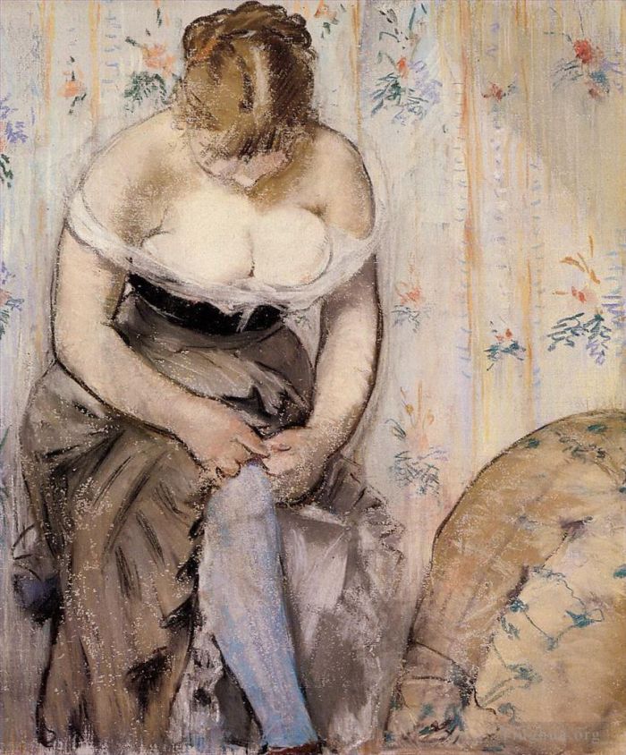 Édouard Manet Ölgemälde - Frau schnürt ihr Strumpfband