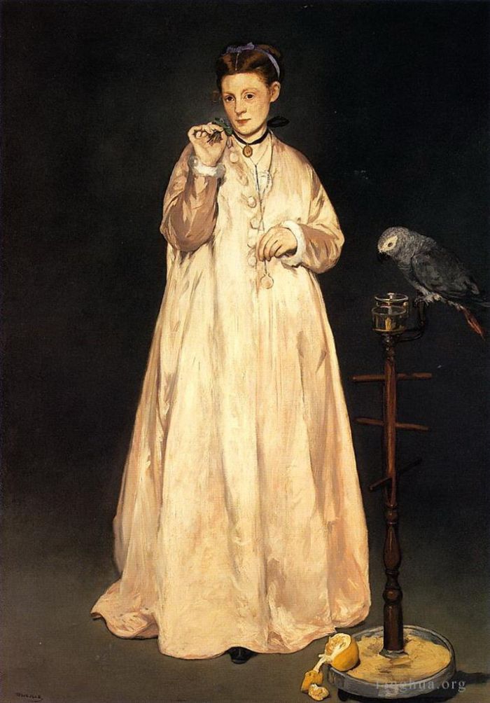 Édouard Manet Ölgemälde - Frau mit einem Papagei