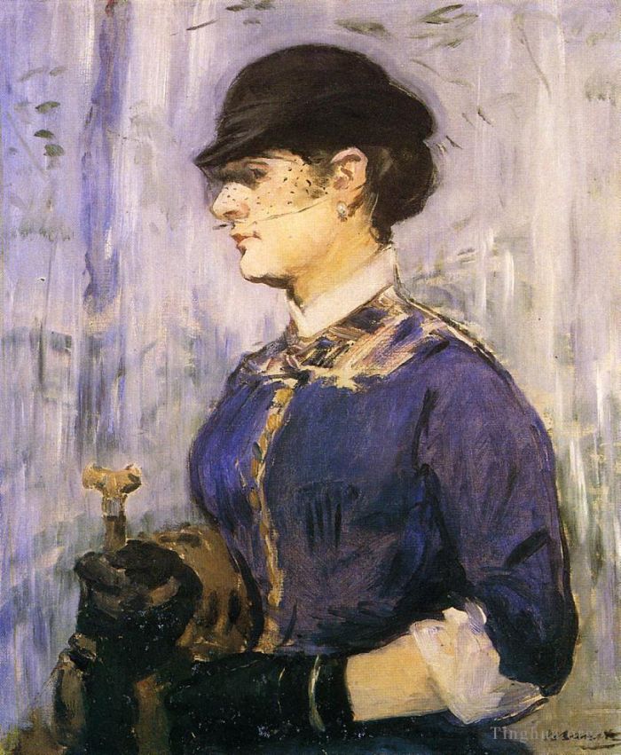 Édouard Manet Ölgemälde - Junge Frau mit rundem Hut