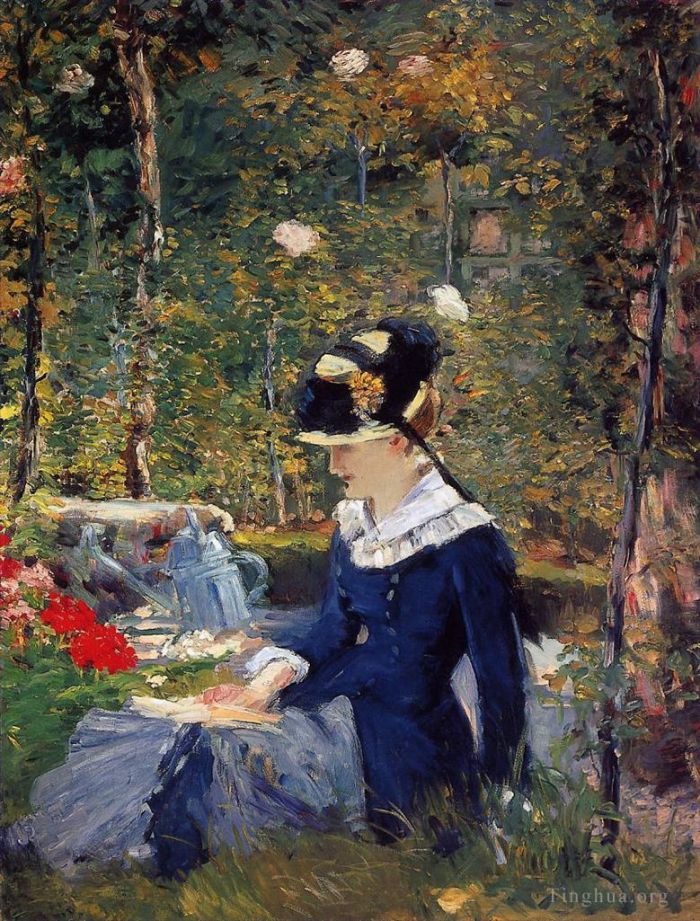 Édouard Manet Ölgemälde - Junge Frau im Garten