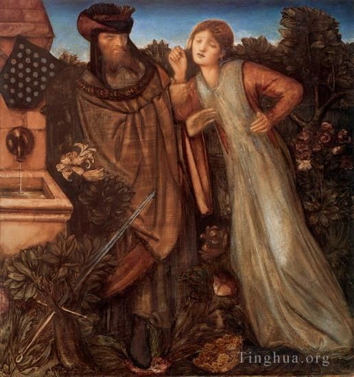 Edward Burne-Jones Ölgemälde - König Mark und La Belle Iseult