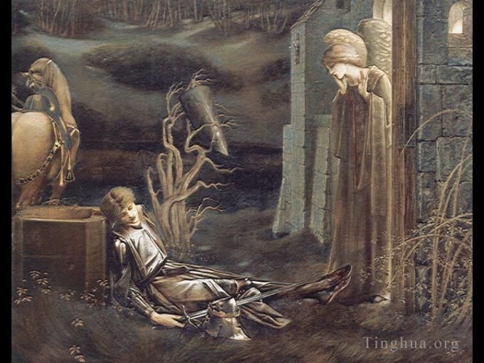 Edward Burne-Jones Ölgemälde - Der Traum von Launcelot in der Kapelle San Graal