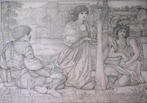 Edward Burne-Jones Werk - Chant d'Amour-Zeichnung