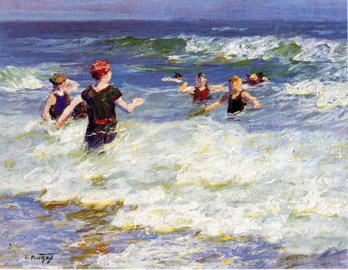 Edward Henry Potthast Ölgemälde - Im Surf2
