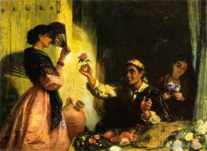 Edwin Long Werk - Ein spanischer Blumenverkäufer