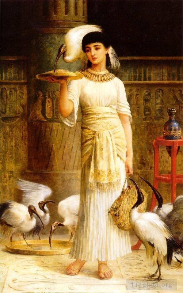 Edwin Long Ölgemälde - Alethe Dienerin des Heiligen Ibis im Tempel der Isis bei