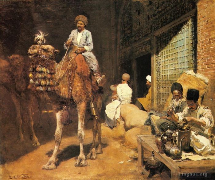 Edwin Lord Weeks Ölgemälde - Ein Marktplatz in Ispahan