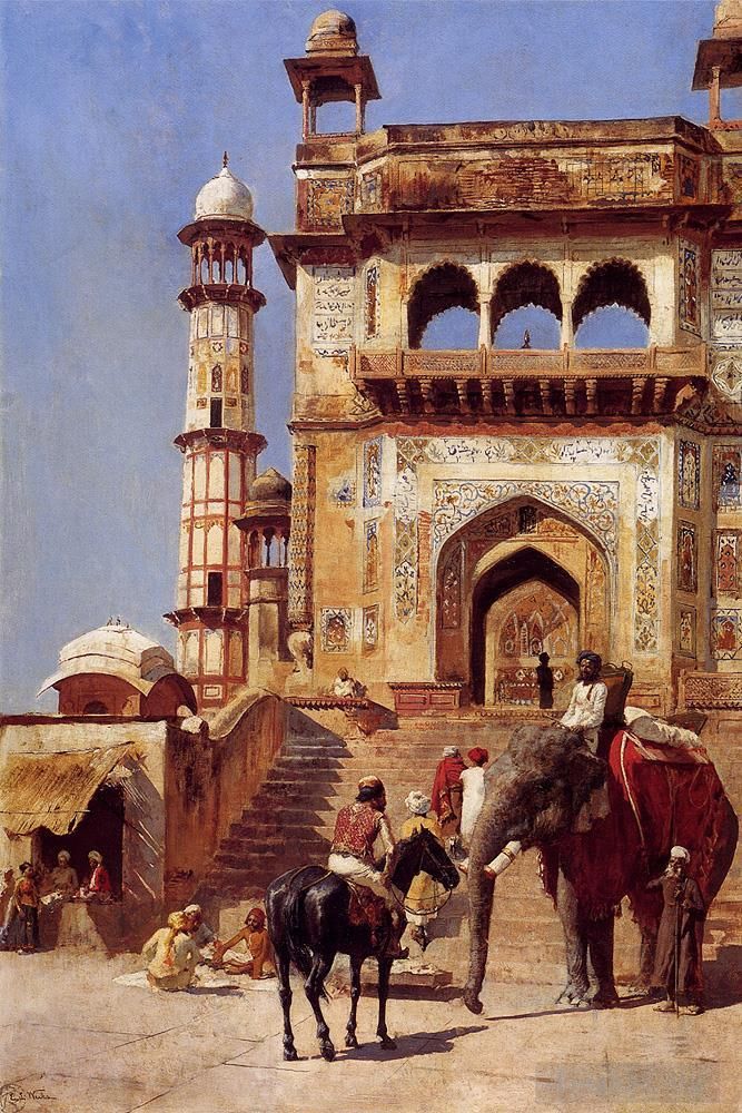 Edwin Lord Weeks Ölgemälde - Vor einer Moschee