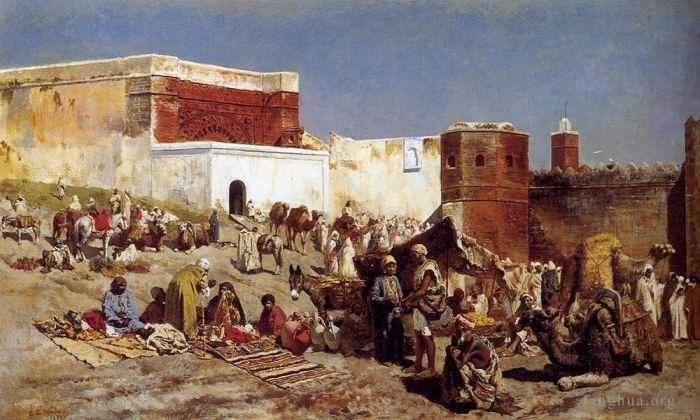 Edwin Lord Weeks Ölgemälde - Marokkanischer Markt Rabat