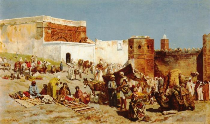 Edwin Lord Weeks Ölgemälde - Offener Markt Marokko