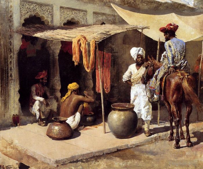 Edwin Lord Weeks Ölgemälde - Außerhalb einer indischen Färberei