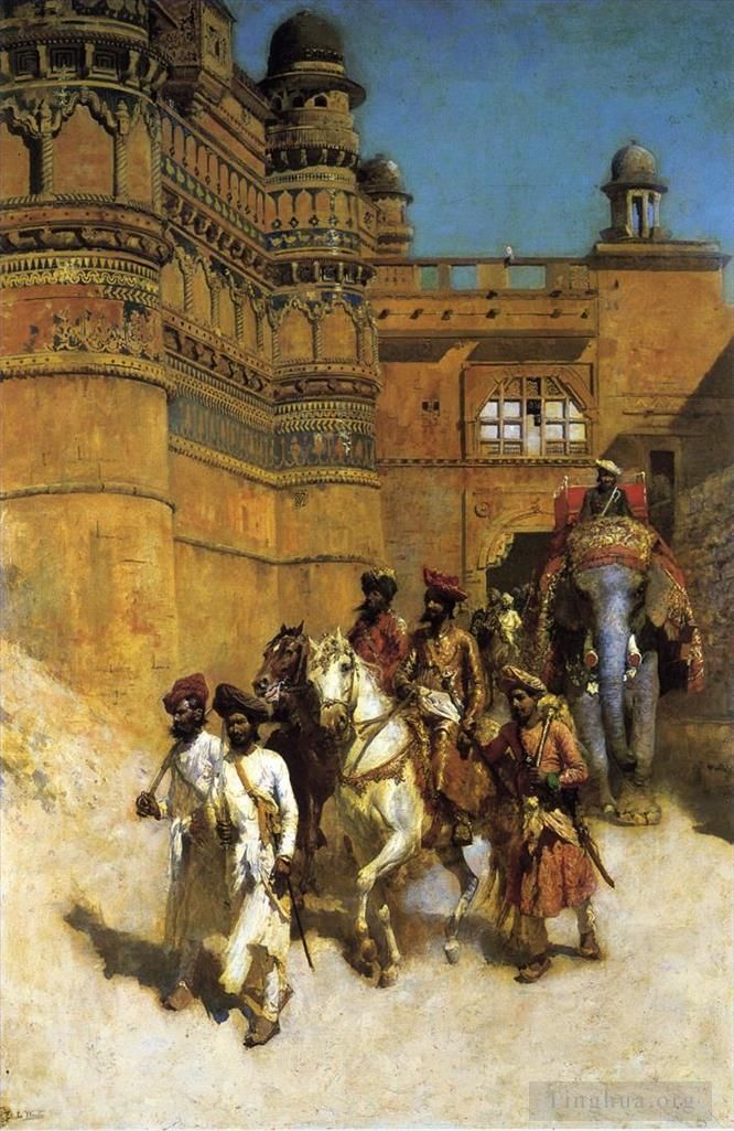 Edwin Lord Weeks Ölgemälde - Der Maharahaj von Gwalior vor seinem Palast