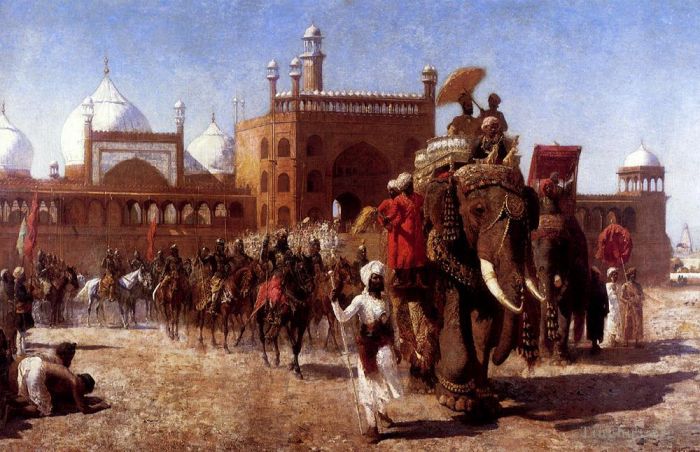Edwin Lord Weeks Ölgemälde - Die Rückkehr des kaiserlichen Hofes aus der Großen Moschee in Delhi Edwin Lord Weeks