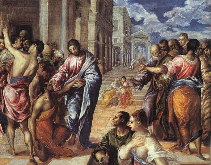 El Greco Ölgemälde - Christus heilt die Blinden 157Spanisch