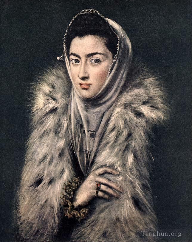 El Greco Ölgemälde - Dame mit Pelz 1577