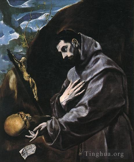 El Greco Ölgemälde - Der heilige Franziskus betet 1580