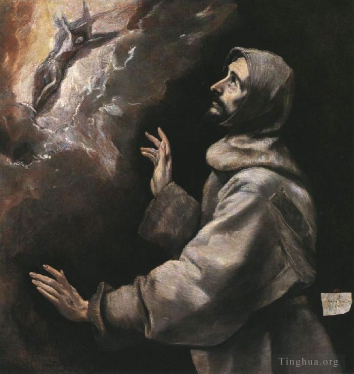 El Greco Ölgemälde - Der heilige Franziskus empfängt die Stigmata 1577