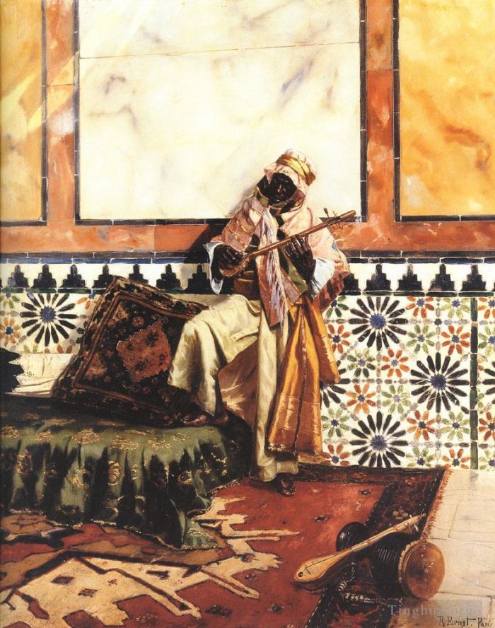 Rudolf Ernst Ölgemälde - Gnaoua in einem nordafrikanischen Landesinneren