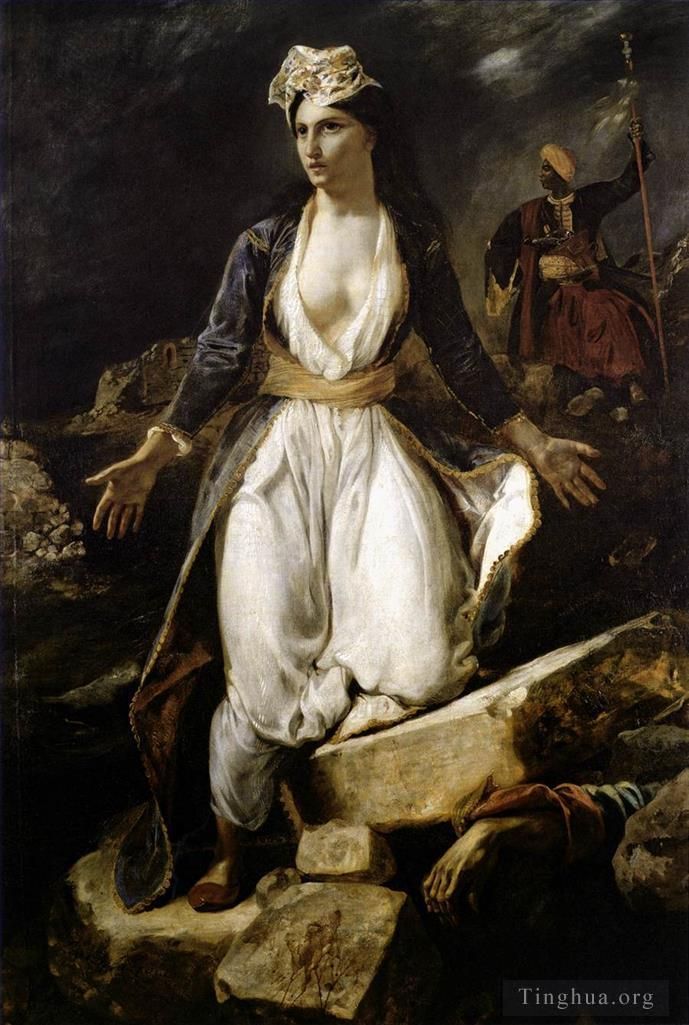 Ferdinand Victor Eugène Delacroix Ölgemälde - Griechenland auf den Ruinen von Missolonghi