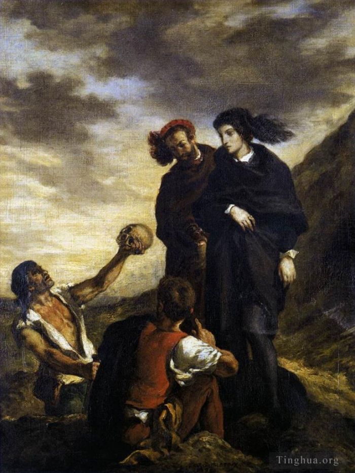 Ferdinand Victor Eugène Delacroix Ölgemälde - Hamlet und Horatio auf dem Friedhof