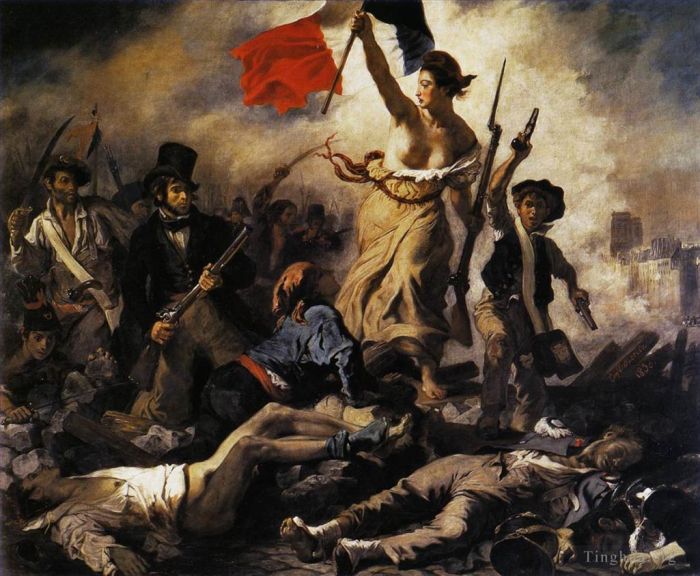 Ferdinand Victor Eugène Delacroix Ölgemälde - Die Freiheit führt das Volk, 28. Juli 1830