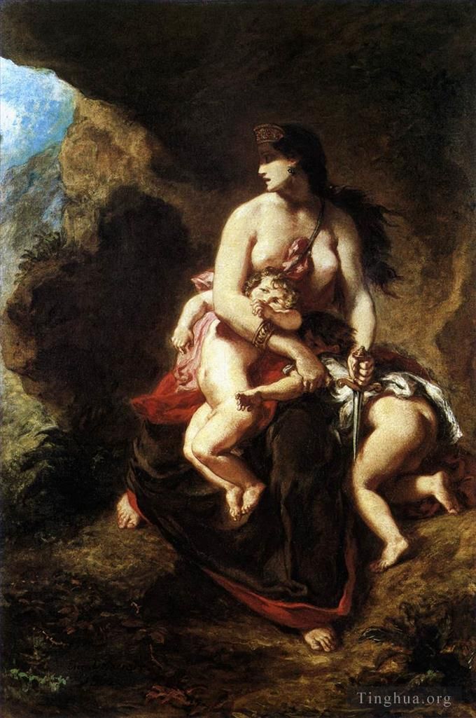 Ferdinand Victor Eugène Delacroix Ölgemälde - Medea ist dabei, ihre Kinder zu töten