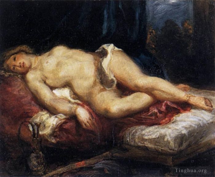 Ferdinand Victor Eugène Delacroix Ölgemälde - Odaliske auf einem Diwan liegend