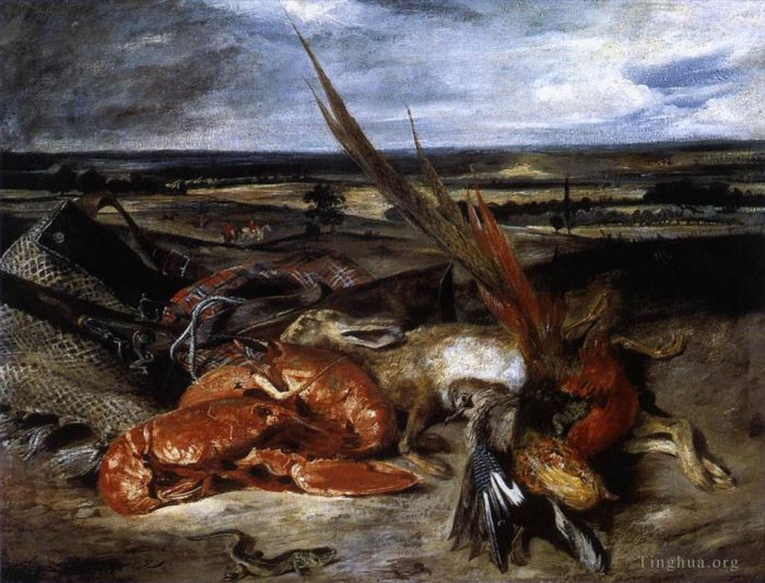 Ferdinand Victor Eugène Delacroix Ölgemälde - Stillleben mit Hummer