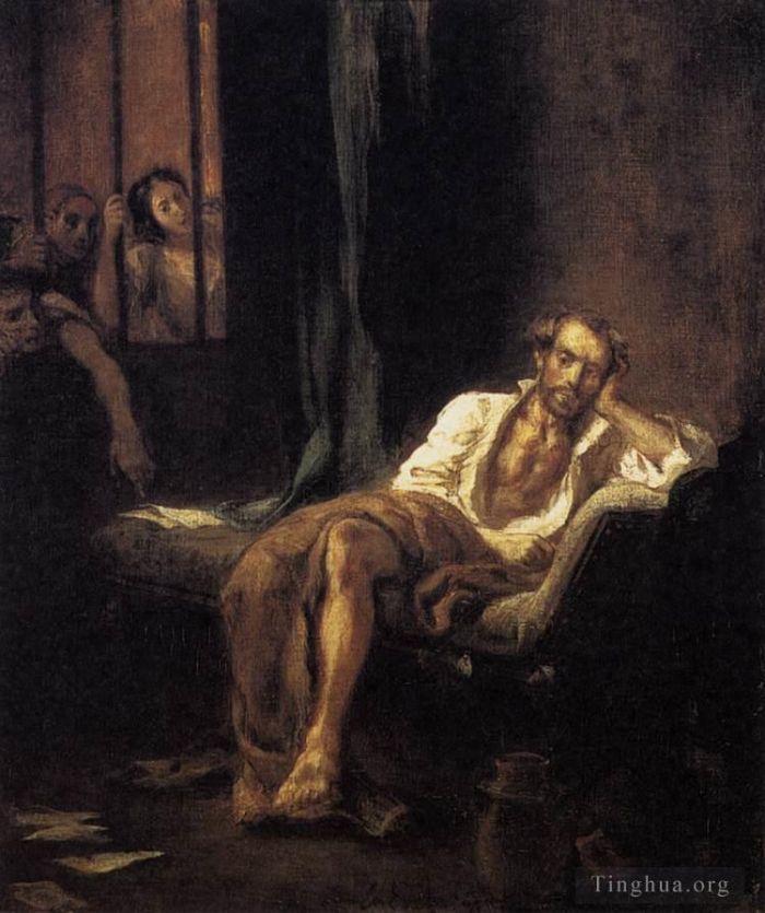 Ferdinand Victor Eugène Delacroix Ölgemälde - Tasso im Irrenhaus