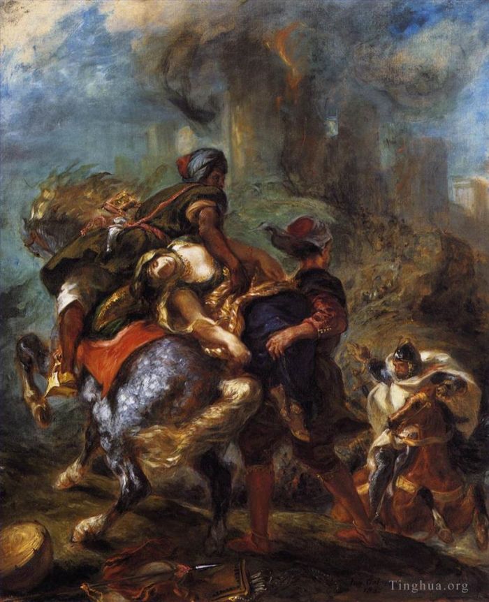 Ferdinand Victor Eugène Delacroix Ölgemälde - Die Entführung der Rebekka