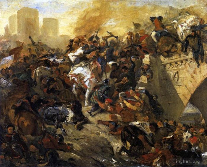 Ferdinand Victor Eugène Delacroix Ölgemälde - Der Entwurf zur Schlacht von Taillebourg