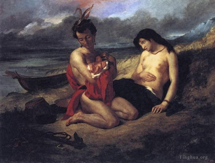 Ferdinand Victor Eugène Delacroix Ölgemälde - Die Natchez