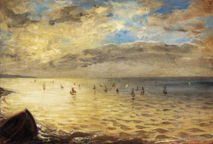 Ferdinand Victor Eugène Delacroix Ölgemälde - Das Meer von den Höhen von Dieppe