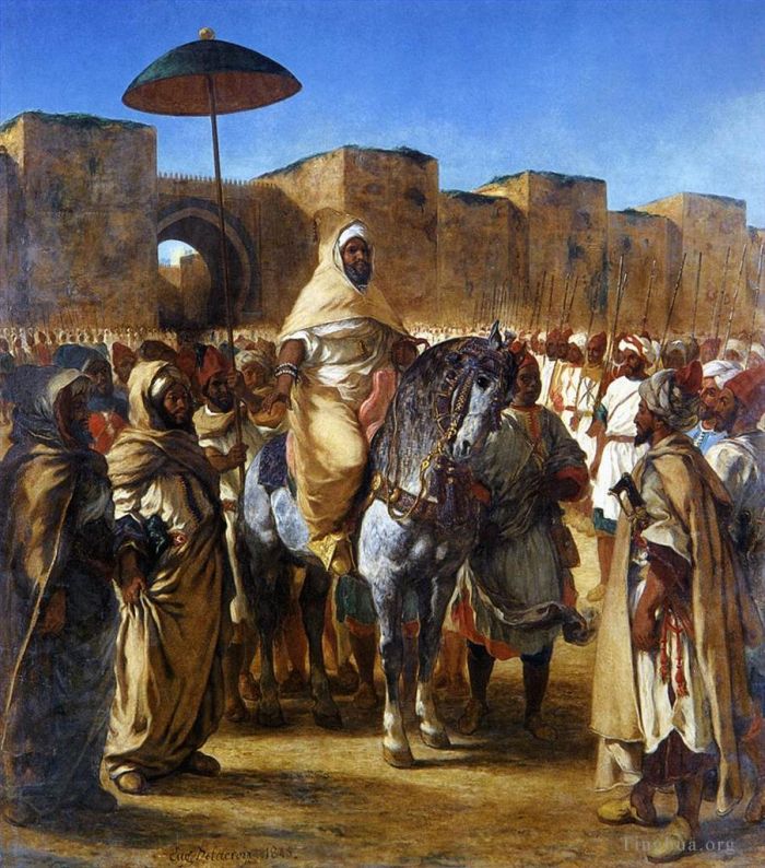 Ferdinand Victor Eugène Delacroix Ölgemälde - Der Sultan von Marokko und sein Gefolge