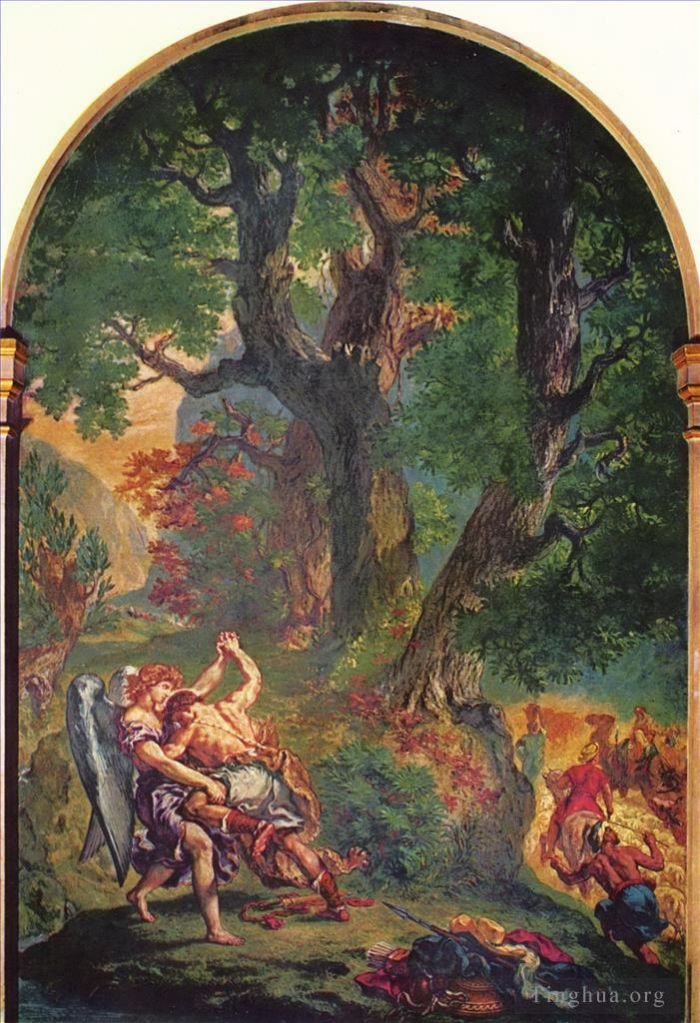 Ferdinand Victor Eugène Delacroix Ölgemälde - Jakobs Kampf mit dem Engel 1861