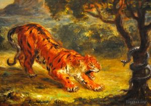 Ferdinand Victor Eugène Delacroix Werk - Tiger und Schlange 1862