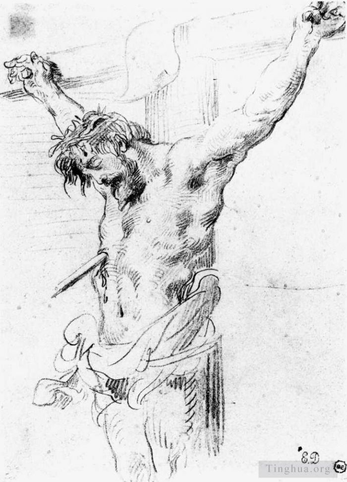 Ferdinand Victor Eugène Delacroix Andere Malerei - Christus am Kreuz Skizze 2