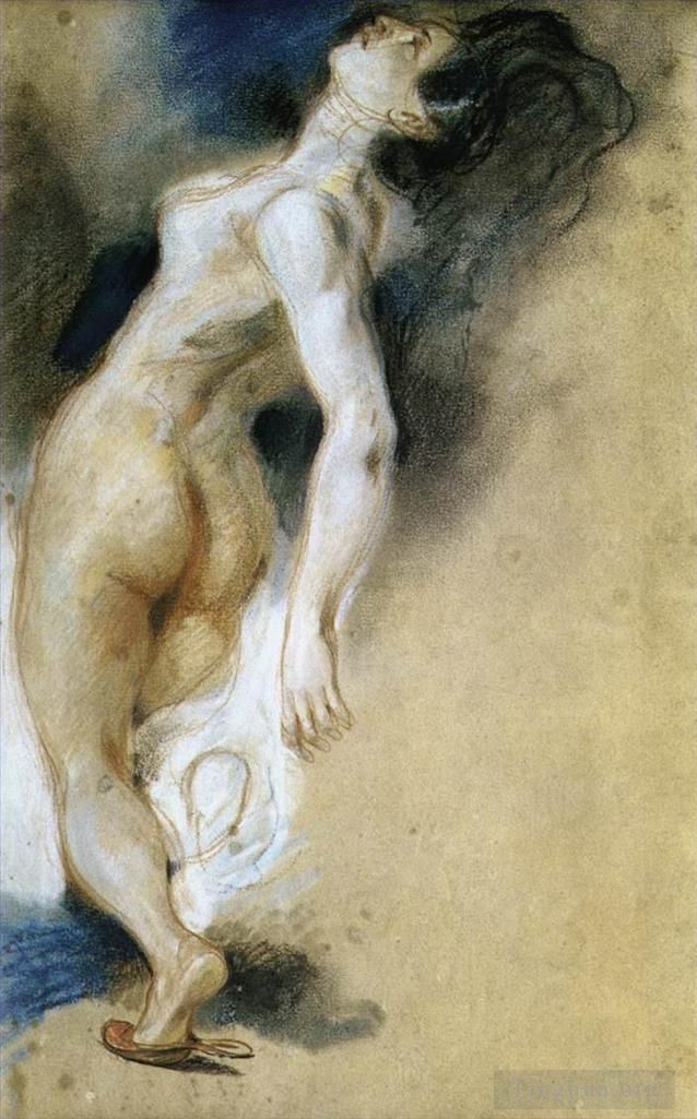 Ferdinand Victor Eugène Delacroix Andere Malerei - Weiblicher Akt von hinten getötet