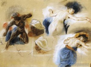 Ferdinand Victor Eugène Delacroix Werk - Skizze für „Der Tod des Sardanapalus“.