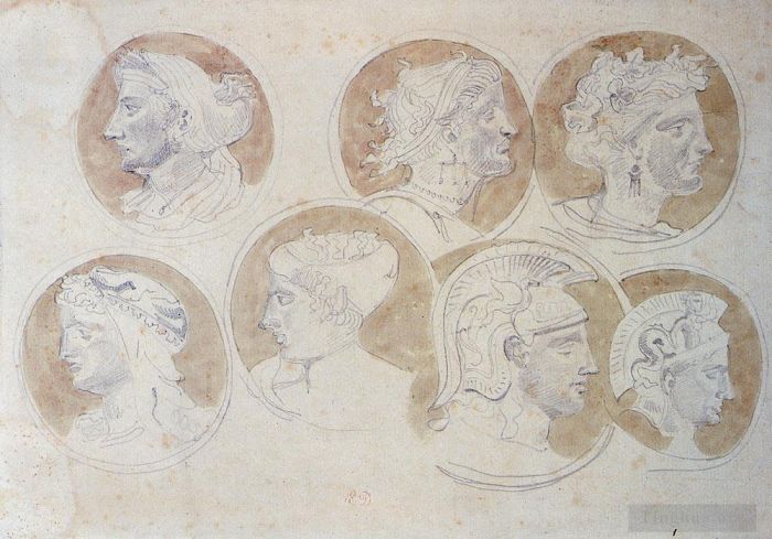 Ferdinand Victor Eugène Delacroix Andere Malerei - Studien über antike Medaillons