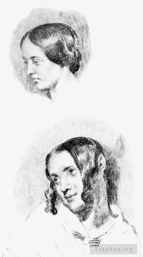Ferdinand Victor Eugène Delacroix Andere Malerei - Studie für Jenny Le Guillou und Josephine de Forget
