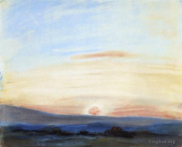 Ferdinand Victor Eugène Delacroix Andere Malerei - Studie über die untergehende Sonne am Himmel