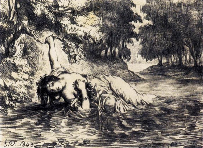 Ferdinand Victor Eugène Delacroix Andere Malerei - Der Tod von Ophelia
