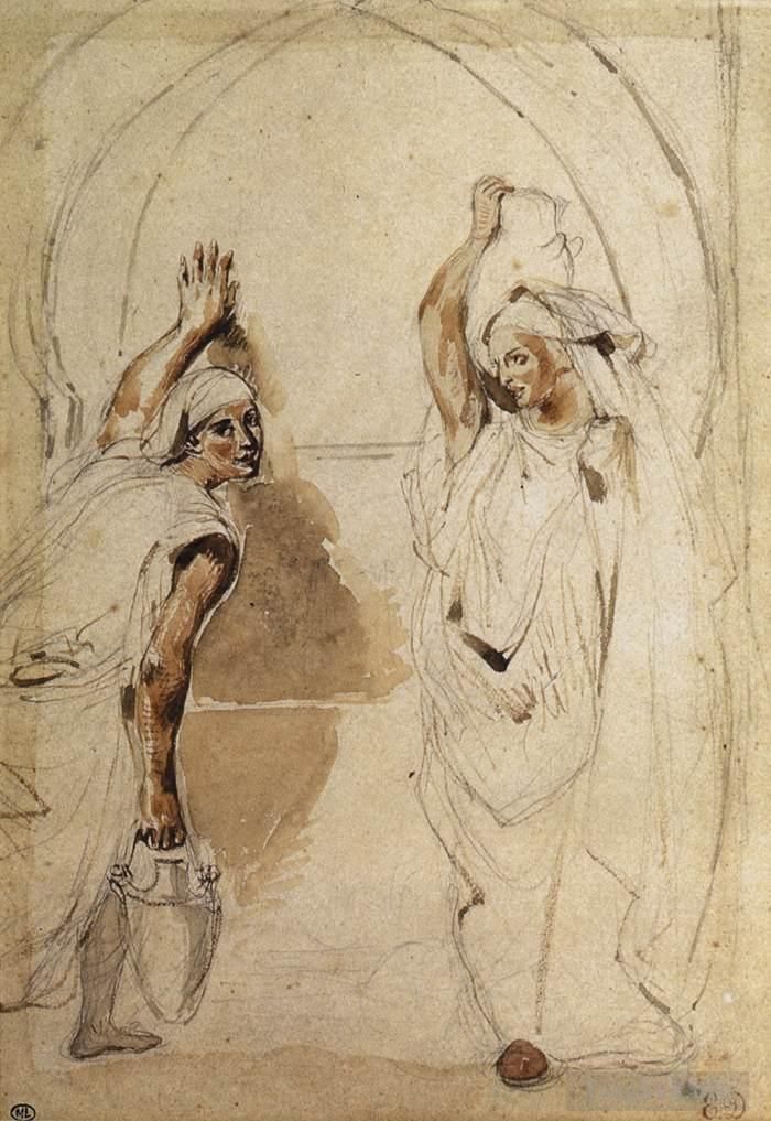 Ferdinand Victor Eugène Delacroix Andere Malerei - Zwei Frauen am Brunnen