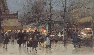 Eugène Galien-Laloue Werk - Auf einem Grand Boulevard in der Abenddämmerung Pariser
