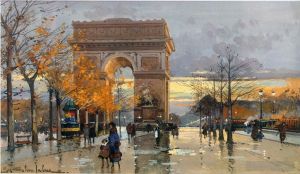 Eugène Galien-Laloue Werk - Place de L'etoille a pres la pluie