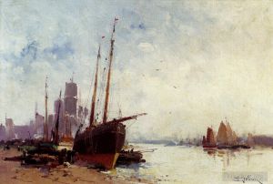 Eugène Galien-Laloue Werk - Schifffahrt im Docks-Boot