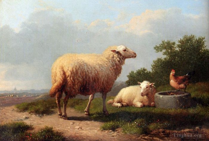 Eugene Joseph Verboeckhoven Ölgemälde - Schafe auf einer Wiese