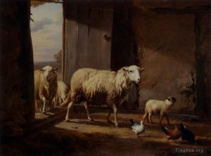 Eugene Joseph Verboeckhoven Werk - Schafe kehren von der Weide zurück