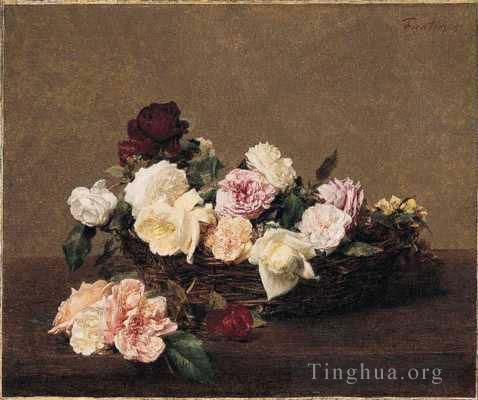 Henri Fantin-Latour Ölgemälde - Ein Korb voller Rosen